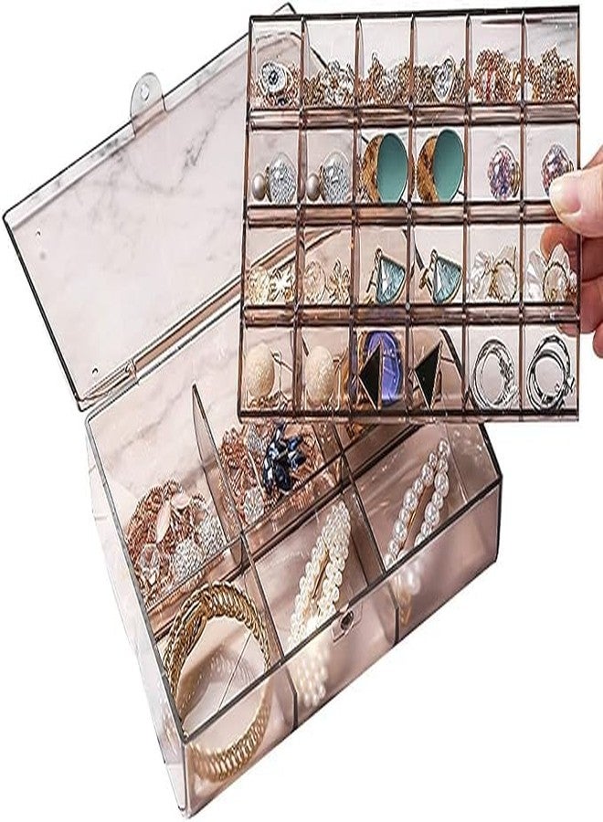KERFORA 2-Layer Acrylic Jewelry Storage Box, Dustproof Earring and Doll Container, Portable Nail Art and Stationery Storage Case (Multi Color) (Pack of 1) - Image 3