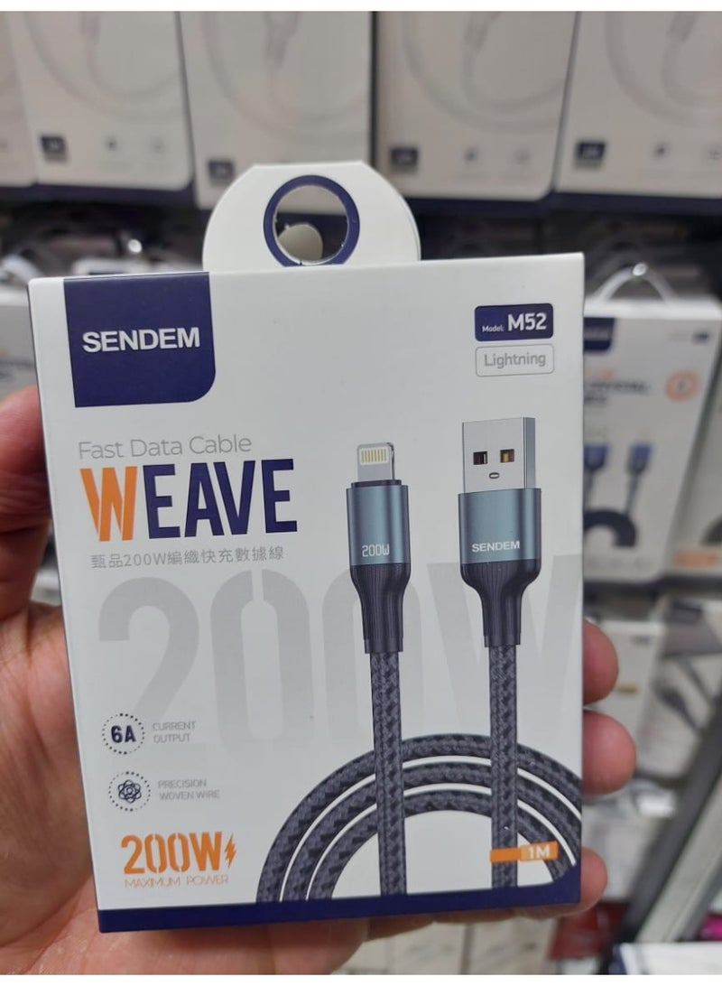 سيندم كابل شحن سريع بقوة 200 واط – متين ويدعم الشحن السريع ونقل البيانات متوافق مع Litining - Image 2
