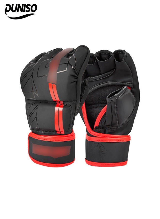 DUNISO Half Finger Boxing Gloves，Pro Performance Kickboxing Gloves，MMA Gloves，With Velcro Design，Sturdy And Durable，For Sanda Sparring Punching Bag Training Combat - Image 1