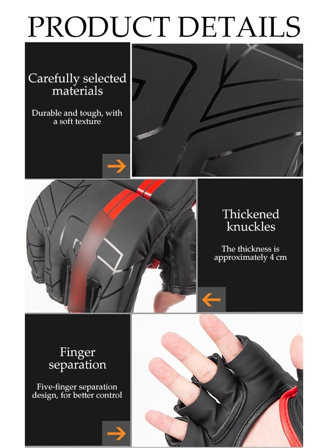 DUNISO Half Finger Boxing Gloves，Pro Performance Kickboxing Gloves，MMA Gloves，With Velcro Design，Sturdy And Durable，For Sanda Sparring Punching Bag Training Combat - Image 3