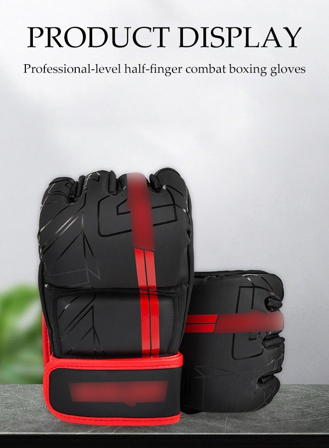 DUNISO Half Finger Boxing Gloves，Pro Performance Kickboxing Gloves，MMA Gloves，With Velcro Design，Sturdy And Durable，For Sanda Sparring Punching Bag Training Combat - Image 4