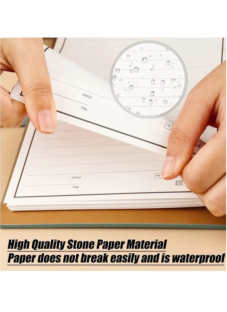 Generic - Reusable Notebooks   Stone Paper Waterproof Spiral Notebooks, A5 Wirebound Ruled Sketch Book Notepad Diary Memo Planner with 1 Pen 9.05''×6.69' - Image 1