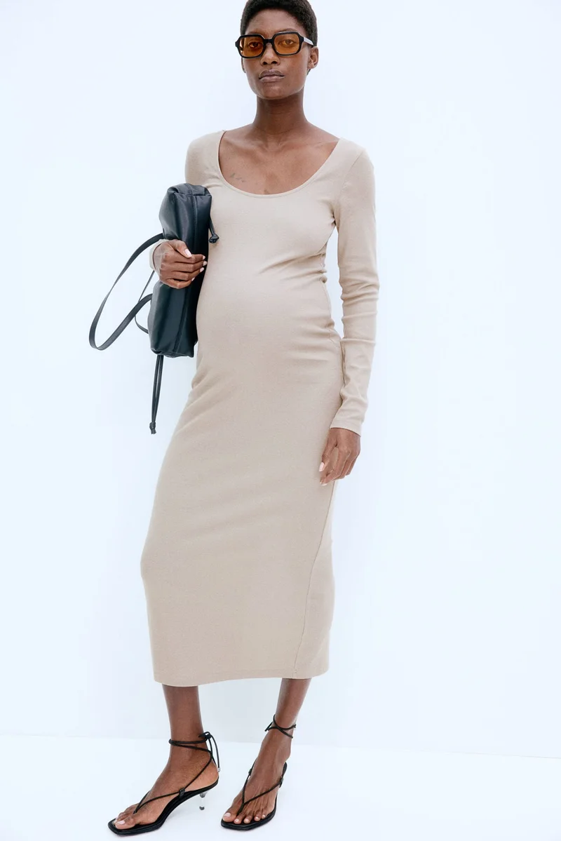 H&M MAMA Ribbed scoop-neck dress