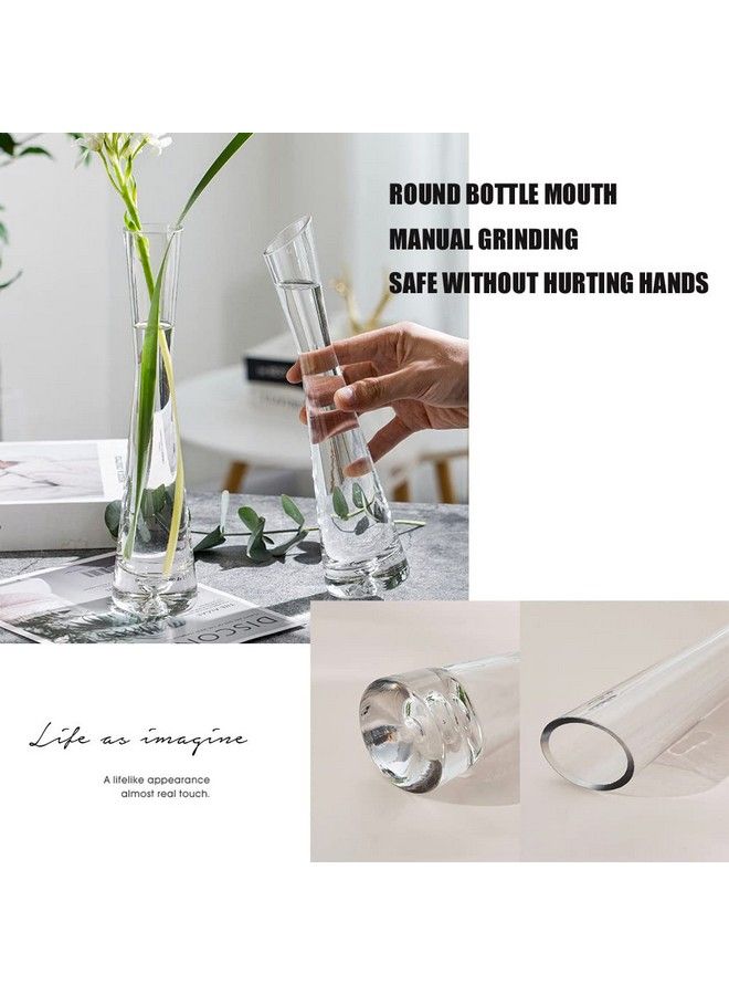Quupy 20Cm Small Flower Vase Tall Thin Narrow Necked Glass Vases Clear Mini Mouth Single Stem Vases For Decorative Home Decor Living Room Office And Centerpieces - Image 4