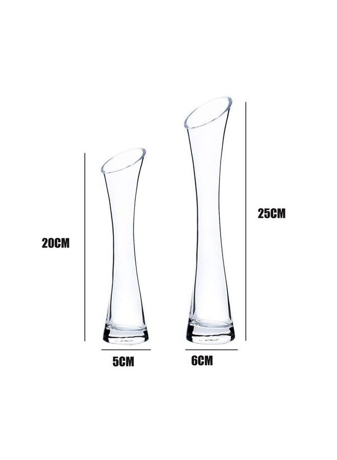 Quupy 20Cm Small Flower Vase Tall Thin Narrow Necked Glass Vases Clear Mini Mouth Single Stem Vases For Decorative Home Decor Living Room Office And Centerpieces - Image 3