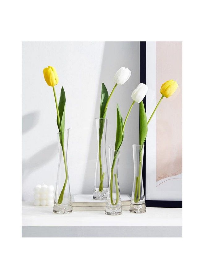 Quupy 20Cm Small Flower Vase Tall Thin Narrow Necked Glass Vases Clear Mini Mouth Single Stem Vases For Decorative Home Decor Living Room Office And Centerpieces - Image 5