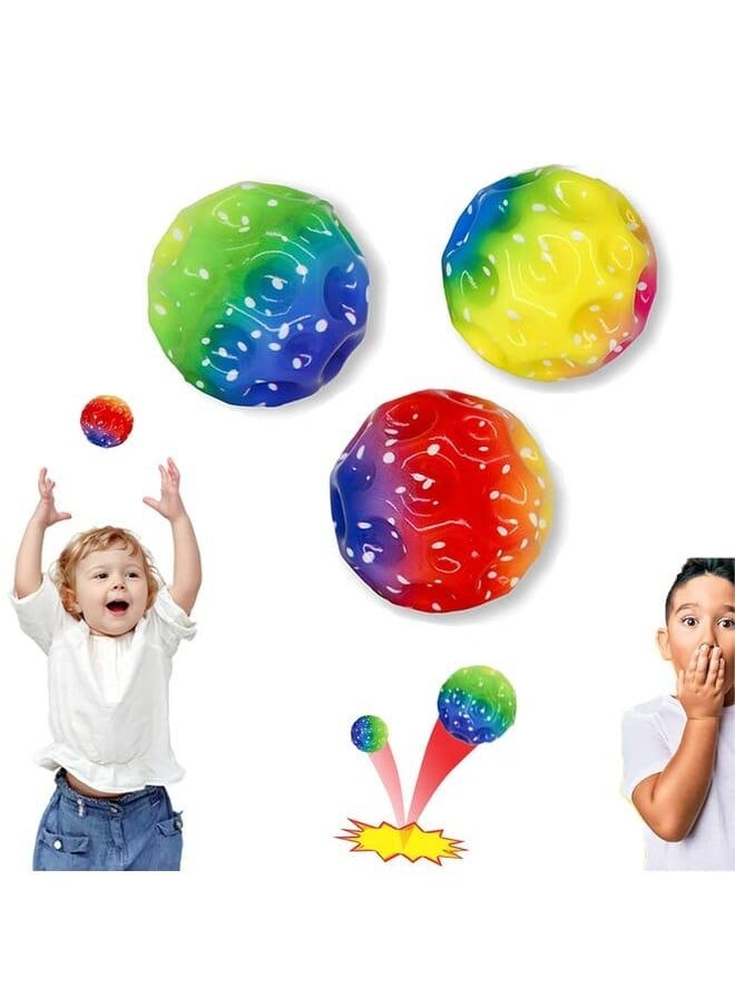null - SEWSAW Pack of 3 Jump Ball Space Moon Ball Bouncy Balls Space Ball Bouncy Balls High Jumps Rubber Ball Super High Bouncing Lightweight Jumping Ball Mini Agile Training Ball Decompression Bouncy Balls - Image 1