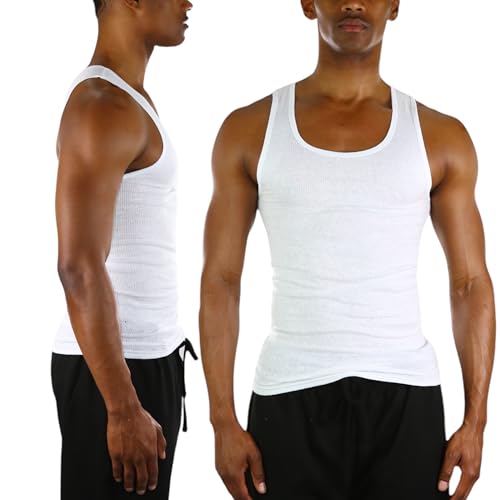 ToBeInStyle Men's Pack of 3 Scoop Neck Sleeveless A-Shirts - White - Small - Image 5