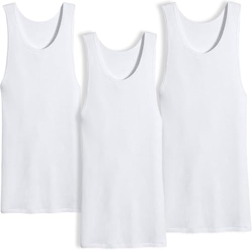 ToBeInStyle Men's Pack of 3 Scoop Neck Sleeveless A-Shirts - White - Small - Image 2