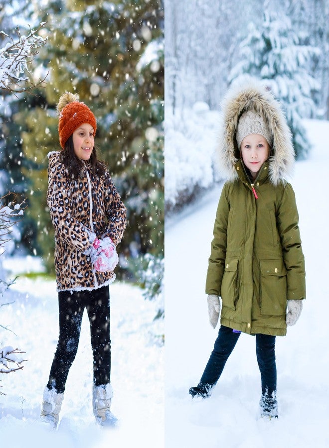 فيكو بنطلون ليجنز مبطن بالفرو للبنات من فيكو، جوارب حرارية سميكة، بنطلون طويل، بنطلون ليجنز شتوي دافئ للأطفال، أسود، كحلي، مقاس 5-6 سنوات - Image 5