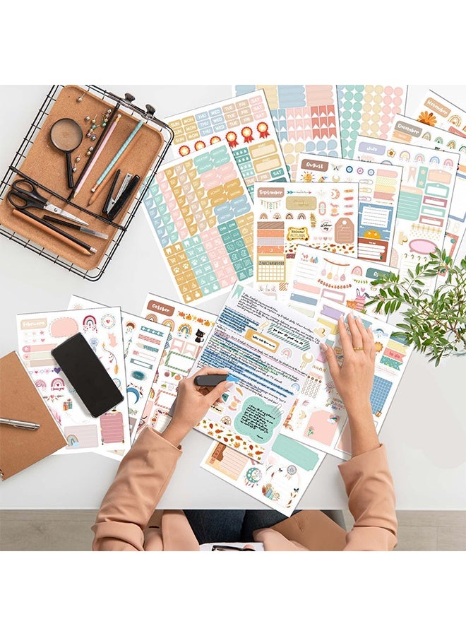 Lemon 1700+ Planner Stickers Book, 24 Sheets Waterproof Repositionable Stickers for Journal, Bullet Planner, Scrapbook & Calendar, Functional Decorative Sticker Set & Gift (Boho Style) - Image 4