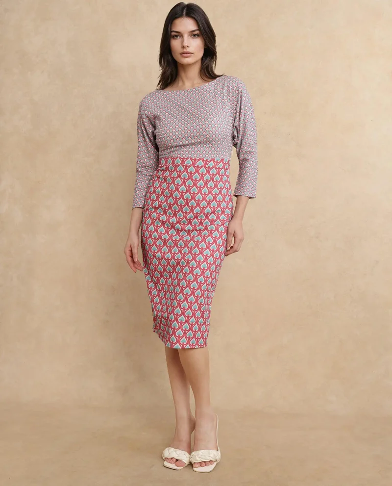 ريريزم Women's Geometric Printed Midi Dress