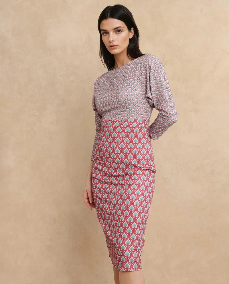 ريريزم Women's Geometric Printed Midi Dress