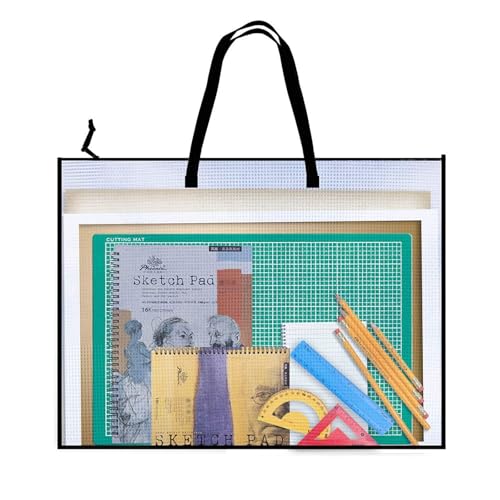 Opret 19x25 inch Art Portfolio Bags, Artwork Storage Case with Handle and Zipper Vinly Mesh Folder Organizers for Bulletin Boards, Scrapbooks, Keepsake and Poster Storage - Image 1
