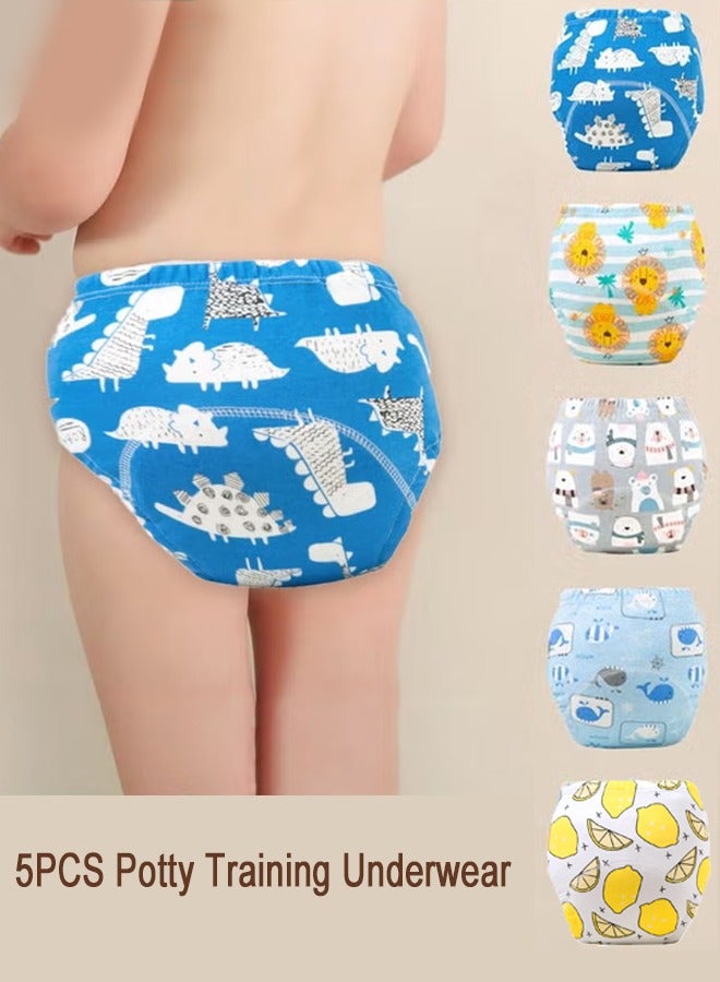5 Piece Potty Training Underwear, 6 Layers Breathable Cotton Absorbent Trainer Pants for Toddler Baby Boys Girls Waterproof  - Image 1
