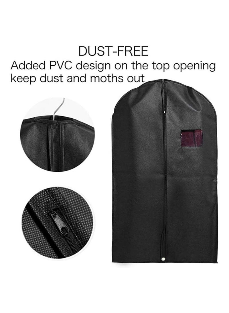 Generic Pack of 10 Hanging Garment Suit Bags 60×100 Garment Bag for Storage Clothes Cover with Clear Window and ID Card Holder for Gown,Windbreaker (BLACK)  - Image 2