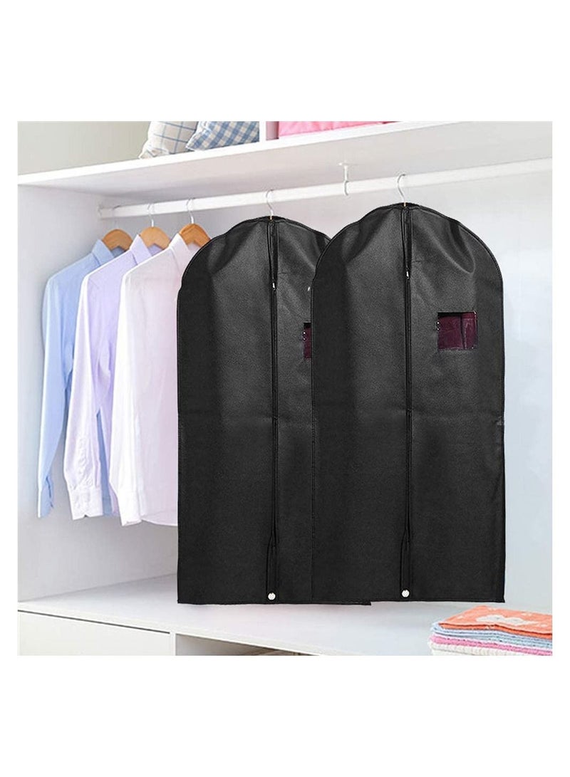 Generic Pack of 10 Hanging Garment Suit Bags 60×100 Garment Bag for Storage Clothes Cover with Clear Window and ID Card Holder for Gown,Windbreaker (BLACK)  - Image 5