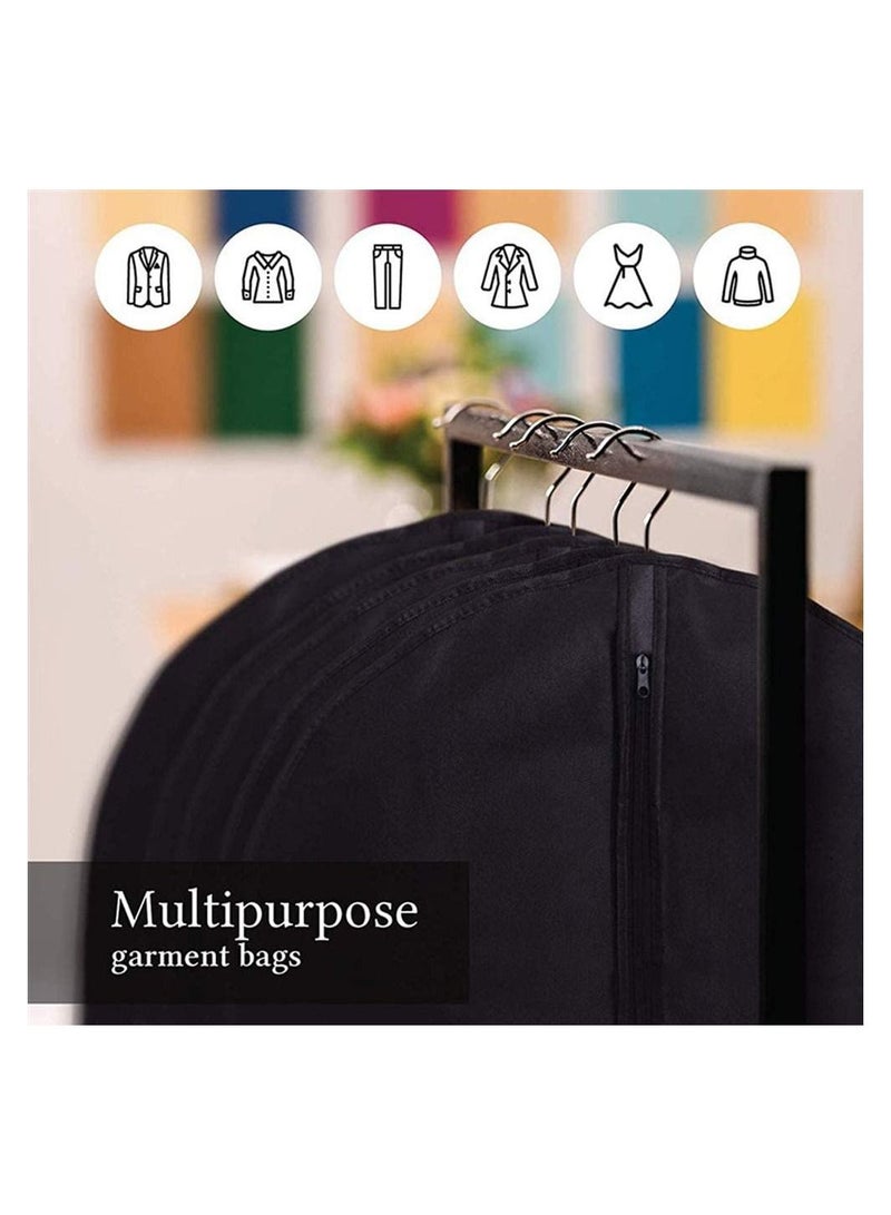Generic Pack of 10 Hanging Garment Suit Bags 60×100 Garment Bag for Storage Clothes Cover with Clear Window and ID Card Holder for Gown,Windbreaker (BLACK)  - Image 4