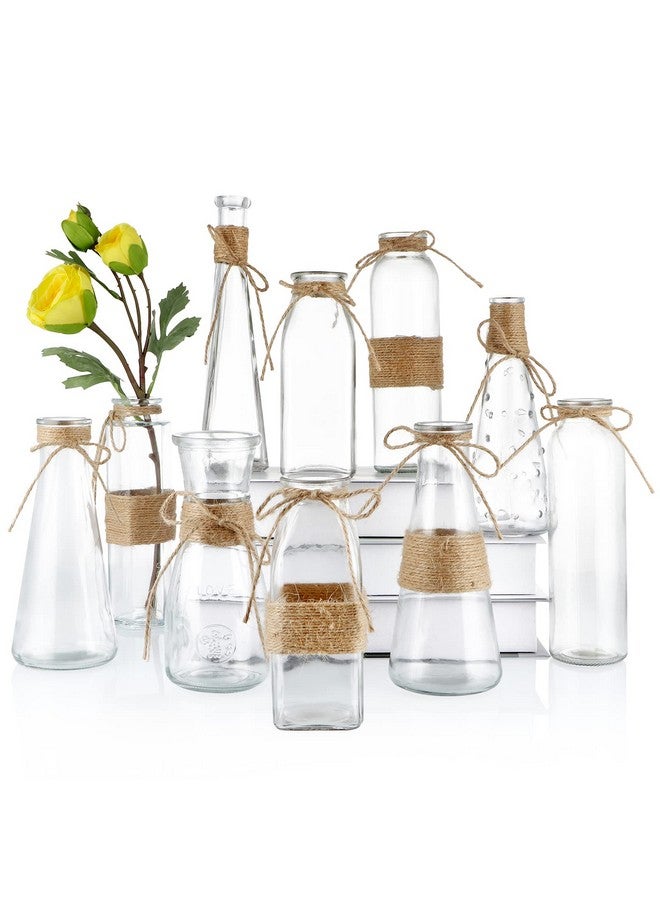 MDLUU Glass Bud Vase, Decorative Glass Bottle With Rope Net, Different Shapes For Wedding Centerpiece, Party, Home Decor, Set Of 10 - Image 1