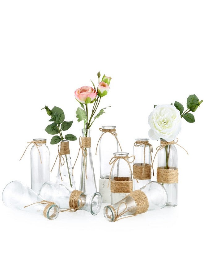 MDLUU Glass Bud Vase, Decorative Glass Bottle With Rope Net, Different Shapes For Wedding Centerpiece, Party, Home Decor, Set Of 10 - Image 2