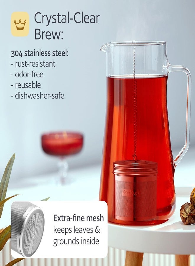 GoodCups Stainless Steel Tea Infuser for Loose Leaf Tea, Large (2.95” Diameter x 2.85” Height) - Extra Fine Mesh Strainer with Chain Hook & Lid, Reusable Tea Steeper for Mugs, Cups & Teapots - Image 3