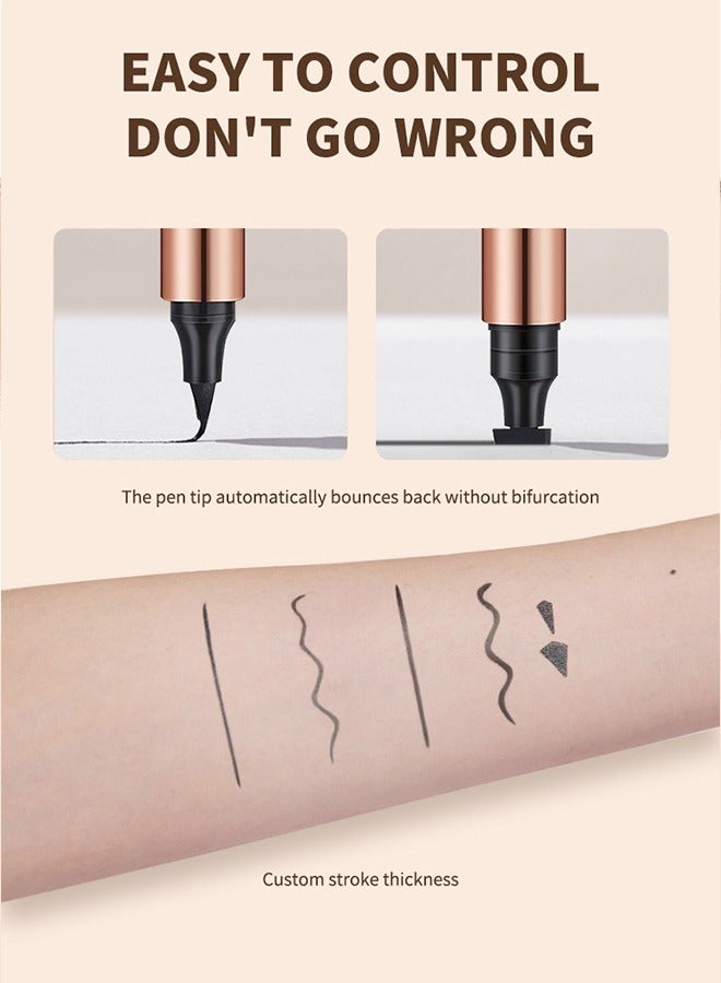 2-in-1 Eyeliner, Eyeliner with Triangle Seal, Double Ended Stamp Eyeliner, Cat's Eye Print Eyeliner, Long-lasting Waterproof and Smudge-proof Liquid Eyeliner for Women and Girls