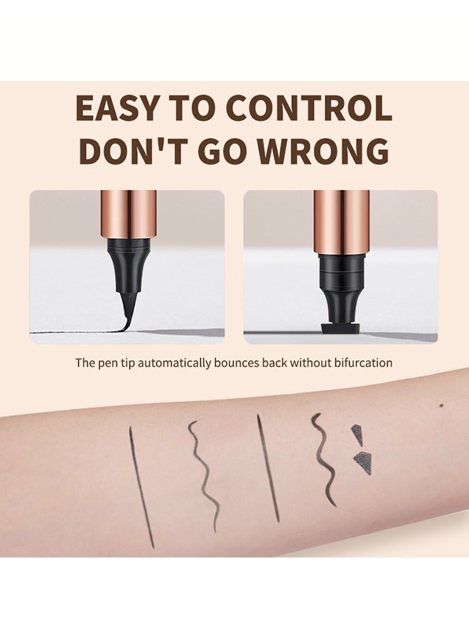 2-in-1 Eyeliner, Eyeliner with Triangle Seal, Double Ended Stamp Eyeliner, Cat's Eye Print Eyeliner, Long-lasting Waterproof and Smudge-proof Liquid Eyeliner for Women and Girls