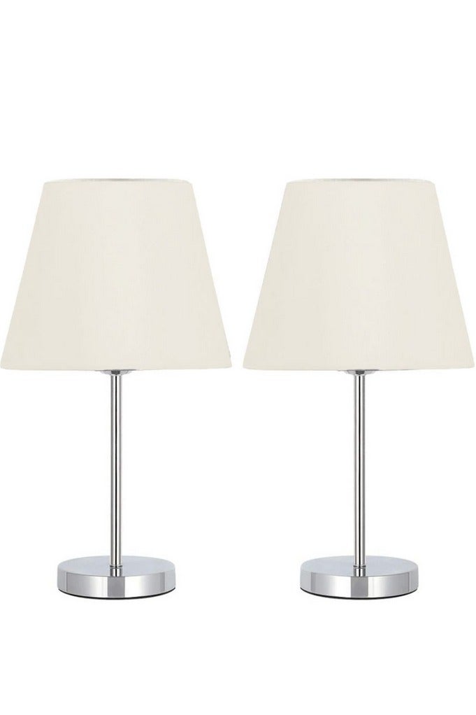 silver table lamp with white hat 45*25 cm - 2 pieces