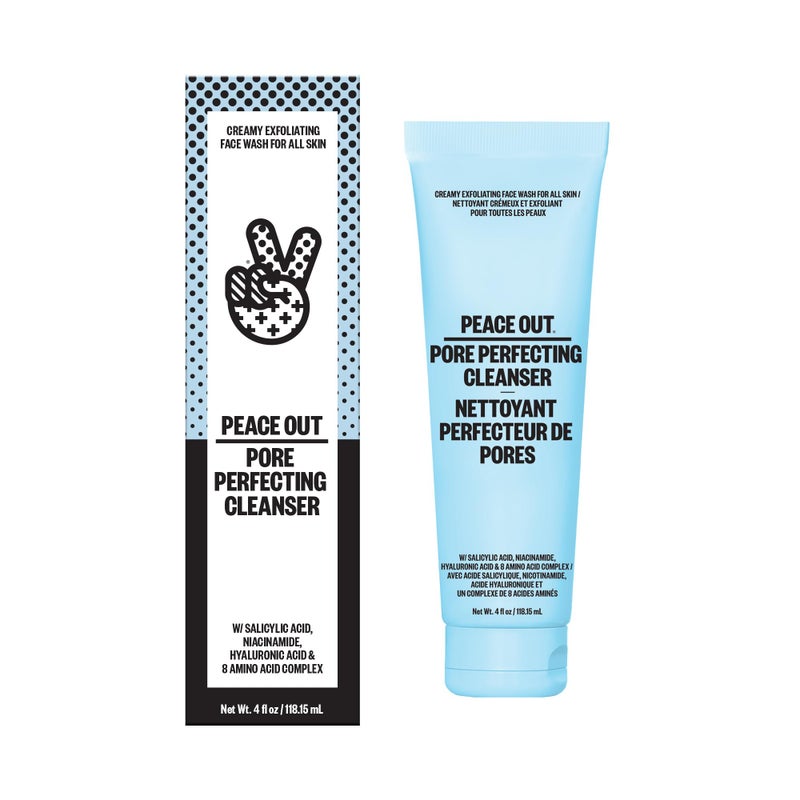 PEACE OUT Skincare Pore Perfecting Cleanser, Daily Exfoliating Face Cleanser with Salicylic Acid & Niacinamide (4 fl oz) - Image 1