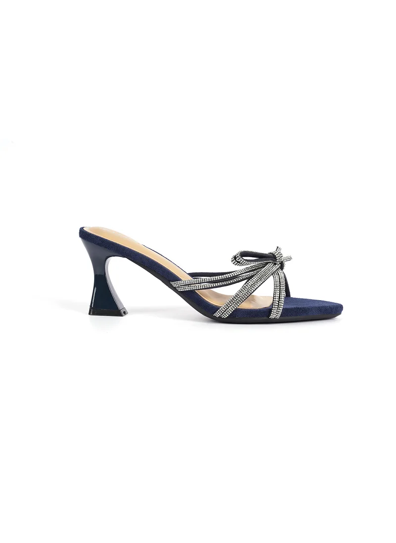 Cuple Womens heeled with mesh embelished mules