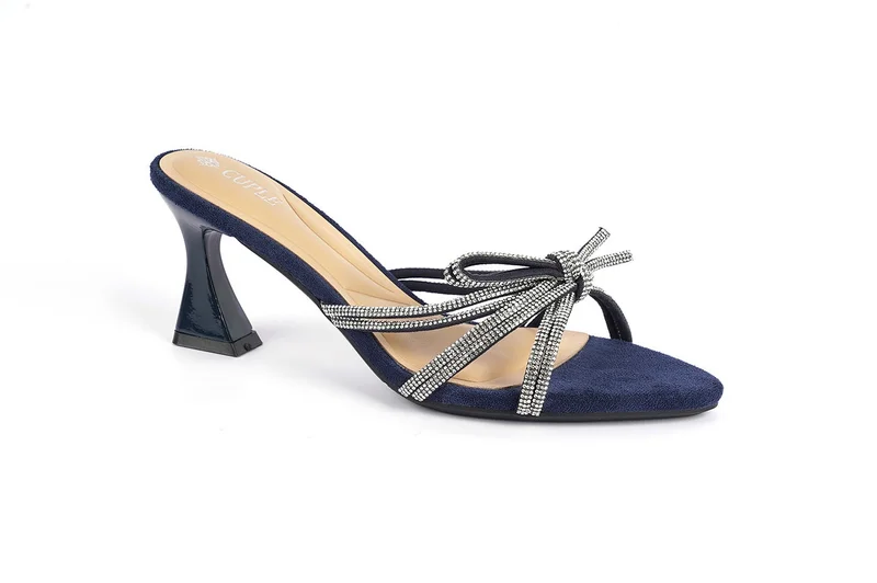 كابلي صنادل نسائية بكعب مزينة بالشبك