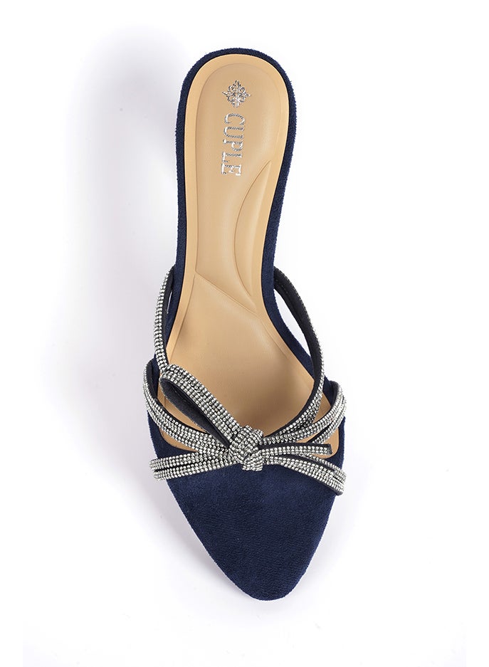 Cuple Womens heeled with mesh embelished mules - Image 3