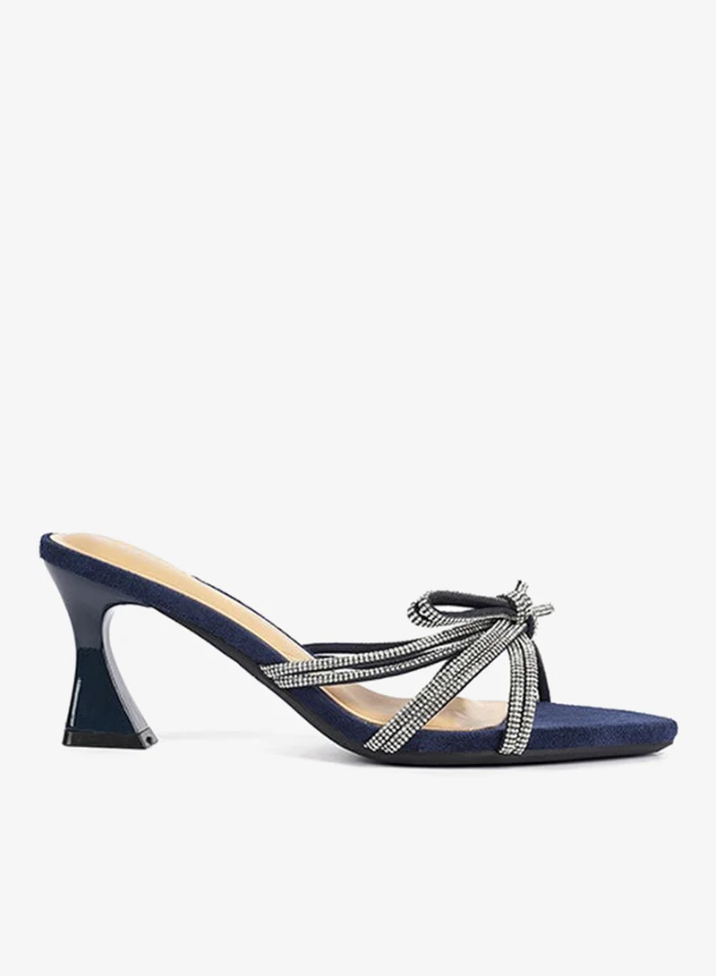 Cuple Womens heeled with mesh embelished mules