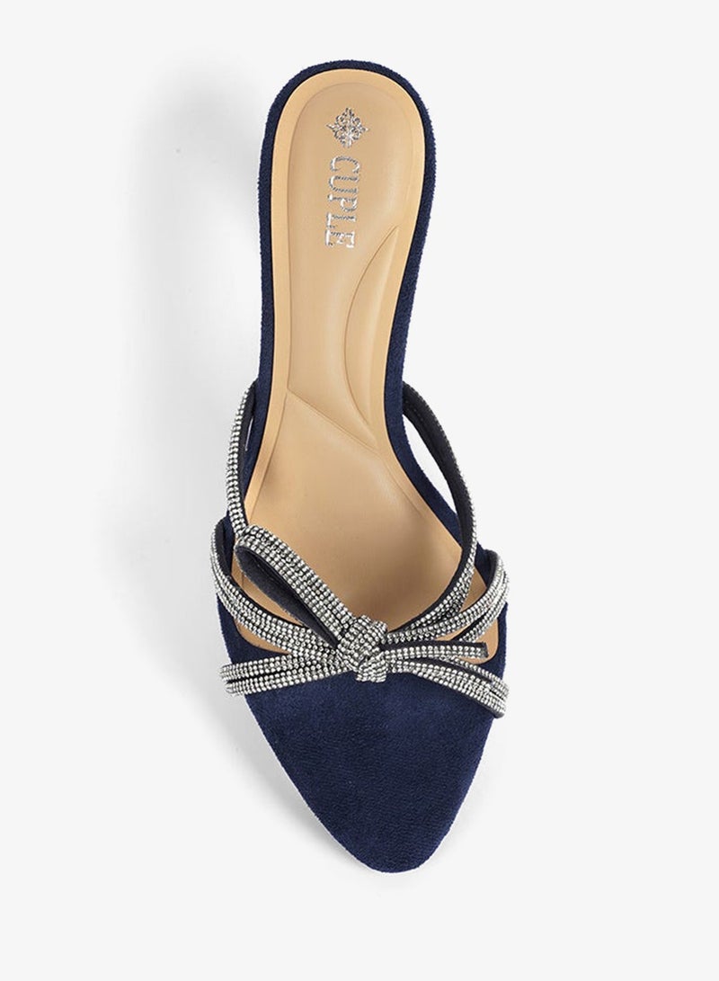 Cuple Womens heeled with mesh embelished mules - Image 3