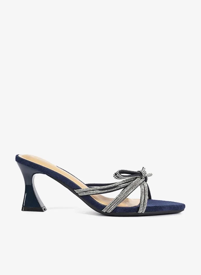 Cuple Womens heeled with mesh embelished mules
