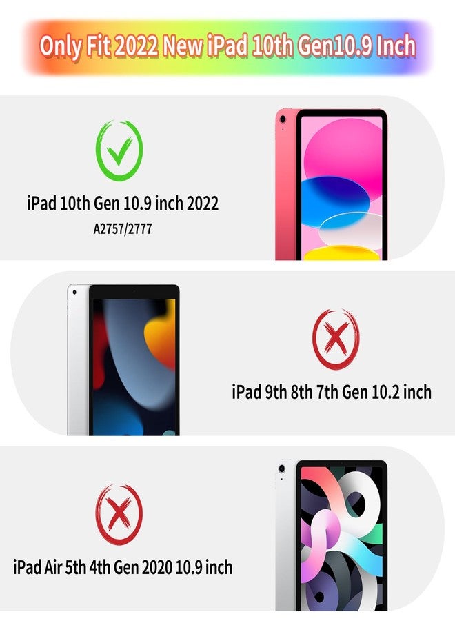 جراب WESADN لجهاز iPad الجيل العاشر 2022 للبنات، مزود بواقي شاشة، مسند على شكل فراشة، حبل تعليق، سلسلة مفاتيح، وحامل أقلام، غطاء متين مقاوم للصدمات لجهاز iPad الجيل العاشر 10.9 بوصة، لون أحمر وردي - Image 2