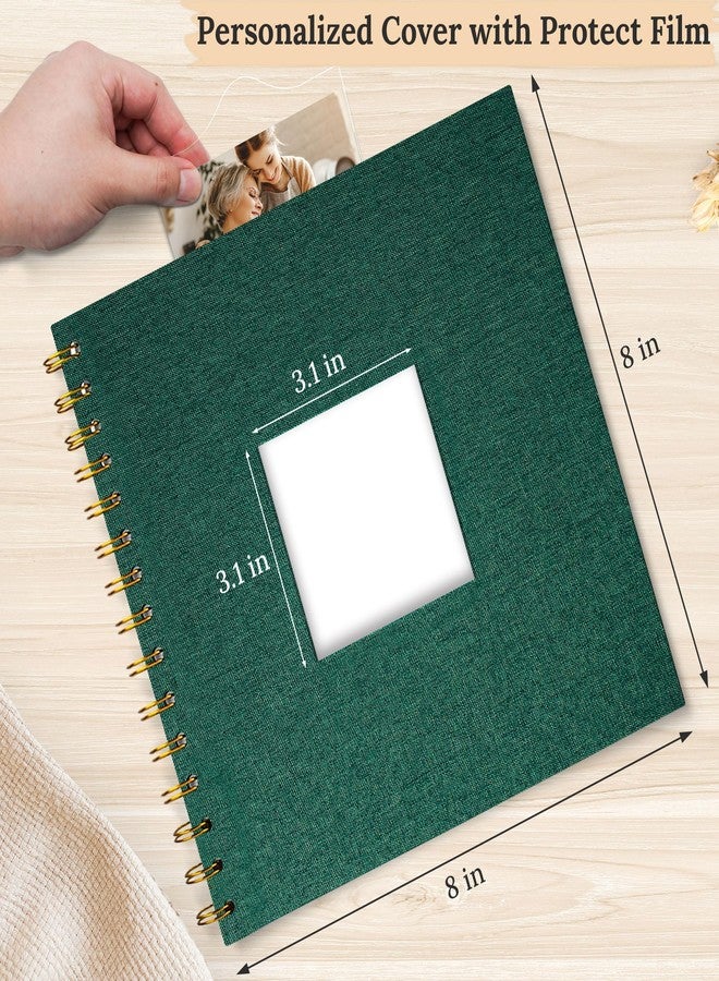 Hiwhy Scrapbook Photo Album Linen Cover, 8 x 8 Inch Hardcover Kraft White Pages Memory Book, for Travel Wedding Guest Book Christmas Baby Shower (20 Sheets/ 40 Pages,Darkgreen) - Image 2