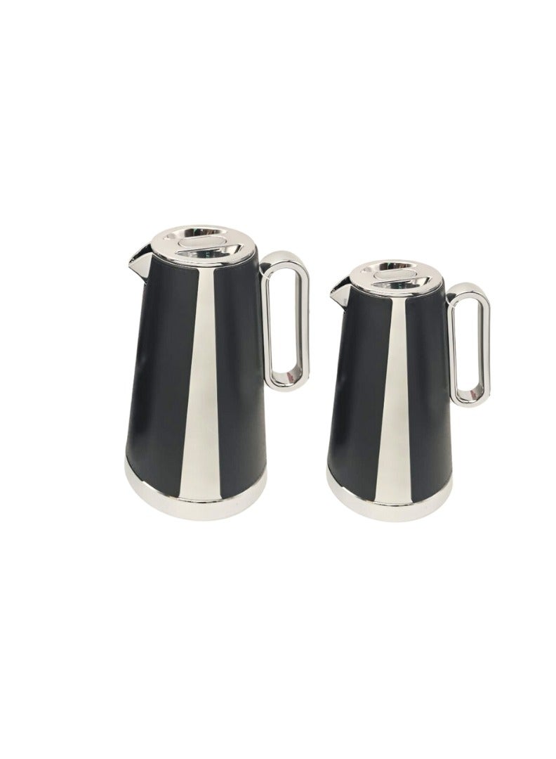 Liying 2Pcs Tea & Coffee Thermal | BPA Free & Glass Wall Insulated | Hot & Cold Drinks for 12 Hours (Black)  - Image 1