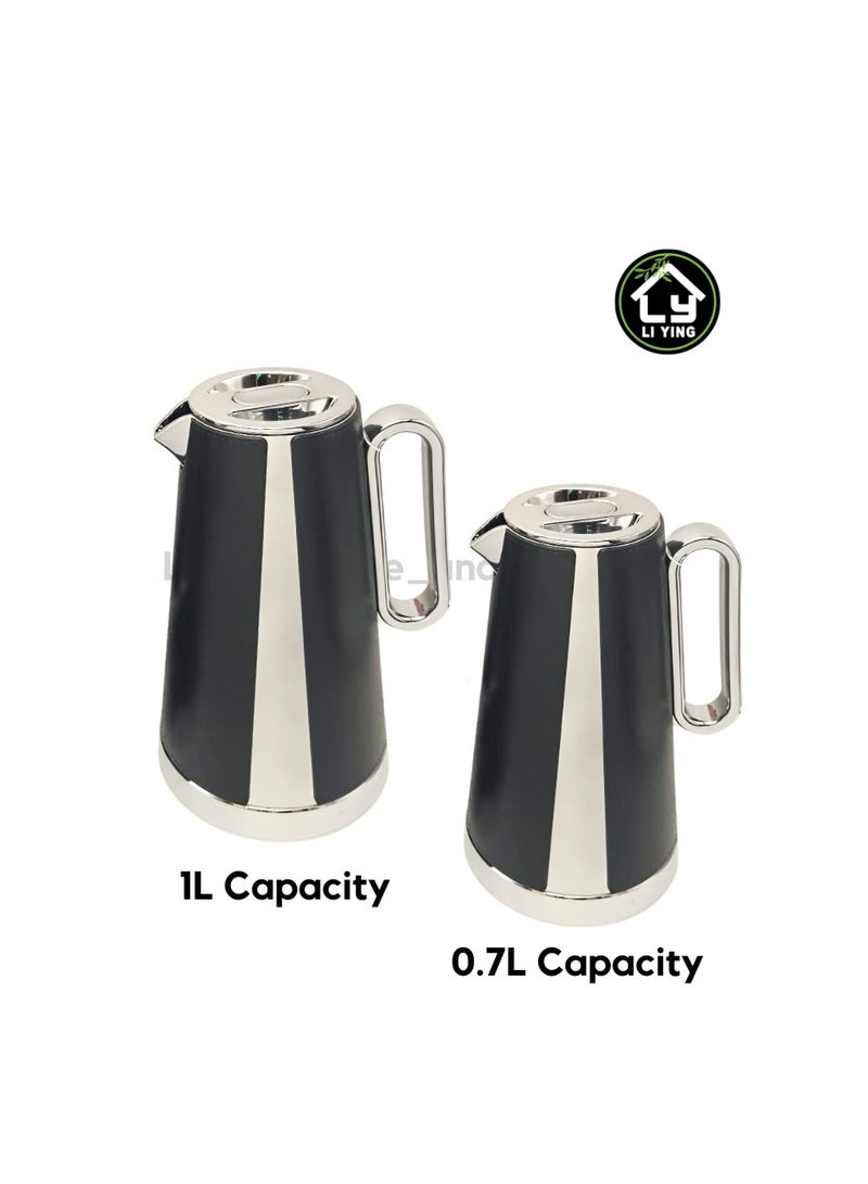 Liying 2Pcs Tea & Coffee Thermal | BPA Free & Glass Wall Insulated | Hot & Cold Drinks for 12 Hours (Black)  - Image 2