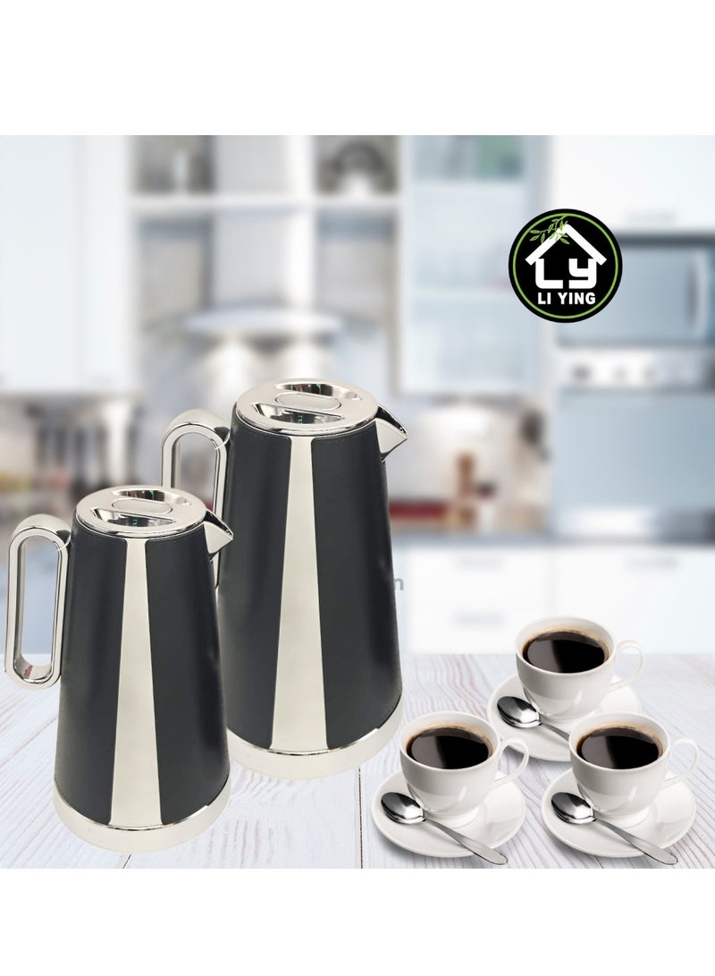 Liying 2Pcs Tea & Coffee Thermal | BPA Free & Glass Wall Insulated | Hot & Cold Drinks for 12 Hours (Black)  - Image 5