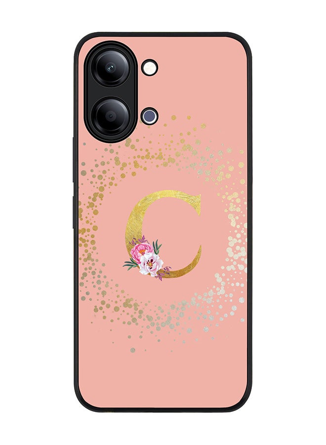 Stylizedd For vivo Y05 4G / Y6t 5G Case,Slim fit Camera Protection, Shockproof Thin Phone cover  - Custom Monogram Floral - C  (Rose Pink ) - Image 1