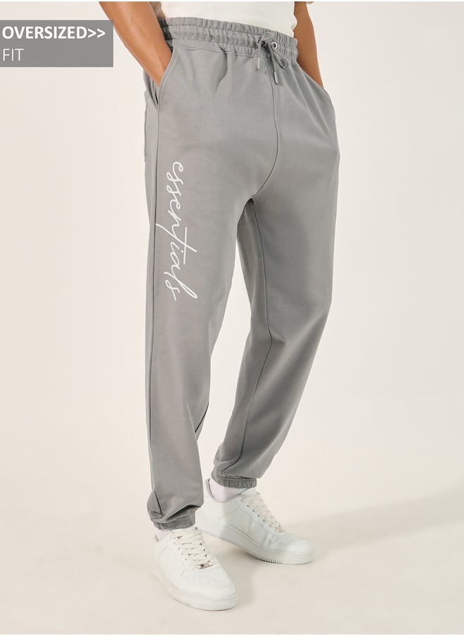 Styli Styli Slogan Print Oversized Jogger with Slip Pocket  - Image 1