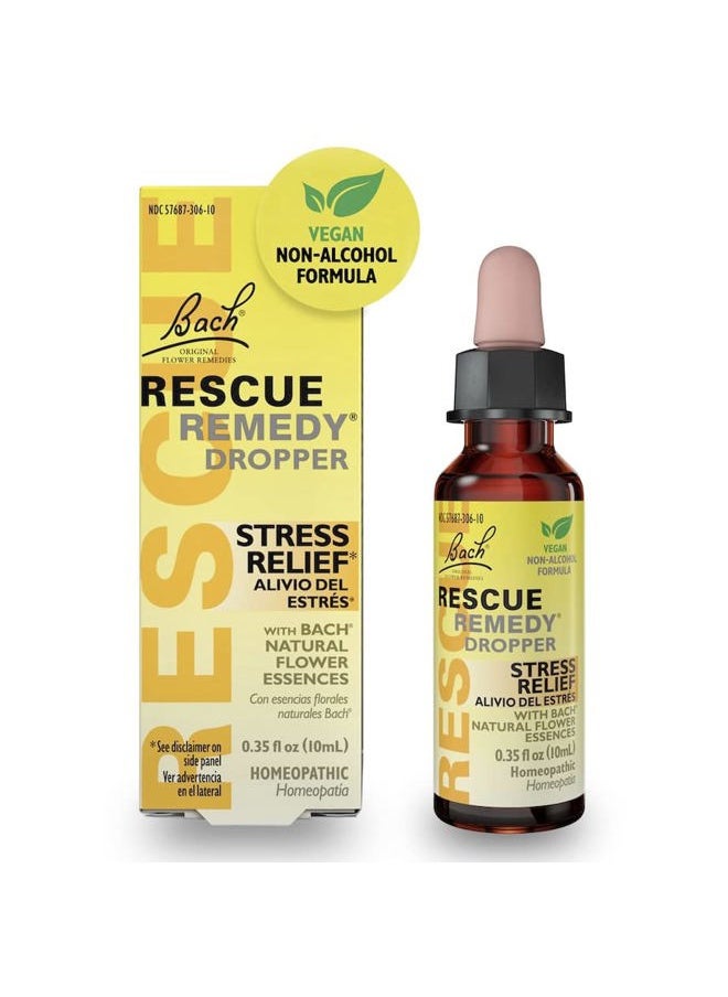 RESCUE Bach Remedy Dropper 10mL, Natural Stress Relief, Homeopathic Flower Essence, Vegan, Gluten & Sugar-Free, Non-Habit Forming (Non-Alcohol Formula)  - Image 1