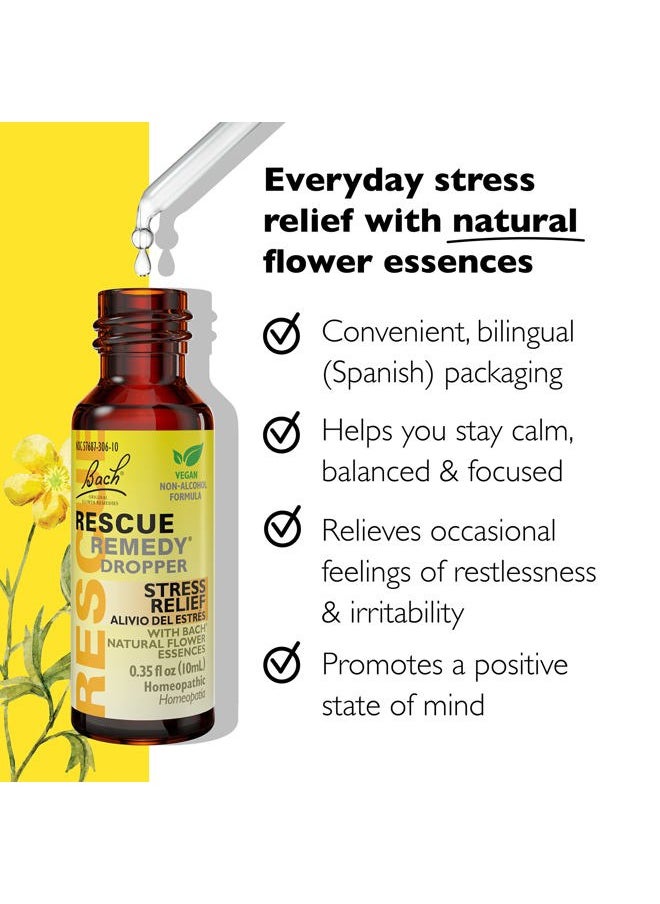 RESCUE Bach Remedy Dropper 10mL, Natural Stress Relief, Homeopathic Flower Essence, Vegan, Gluten & Sugar-Free, Non-Habit Forming (Non-Alcohol Formula)  - Image 2