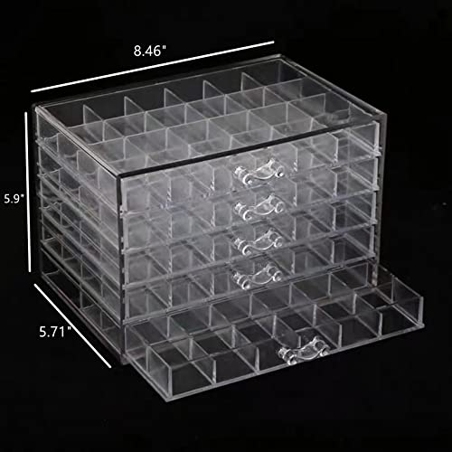 Feadily Acrylic Jewelry Organizer Box, Jewelry Drawer Organizer With 5 Drawers 120 Grids, Clear - Image 3