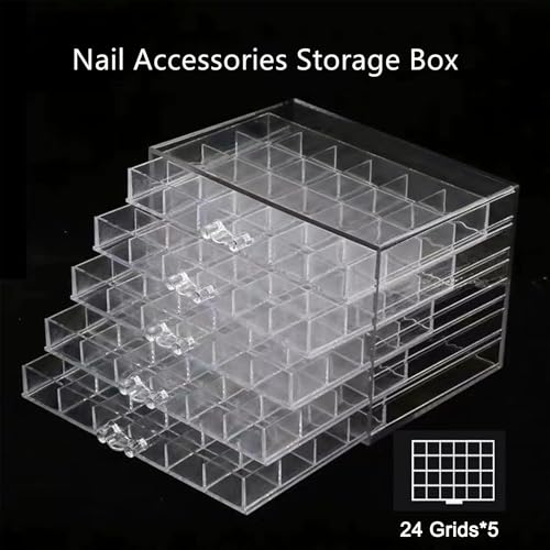 Feadily Acrylic Jewelry Organizer Box, Jewelry Drawer Organizer With 5 Drawers 120 Grids, Clear - Image 2