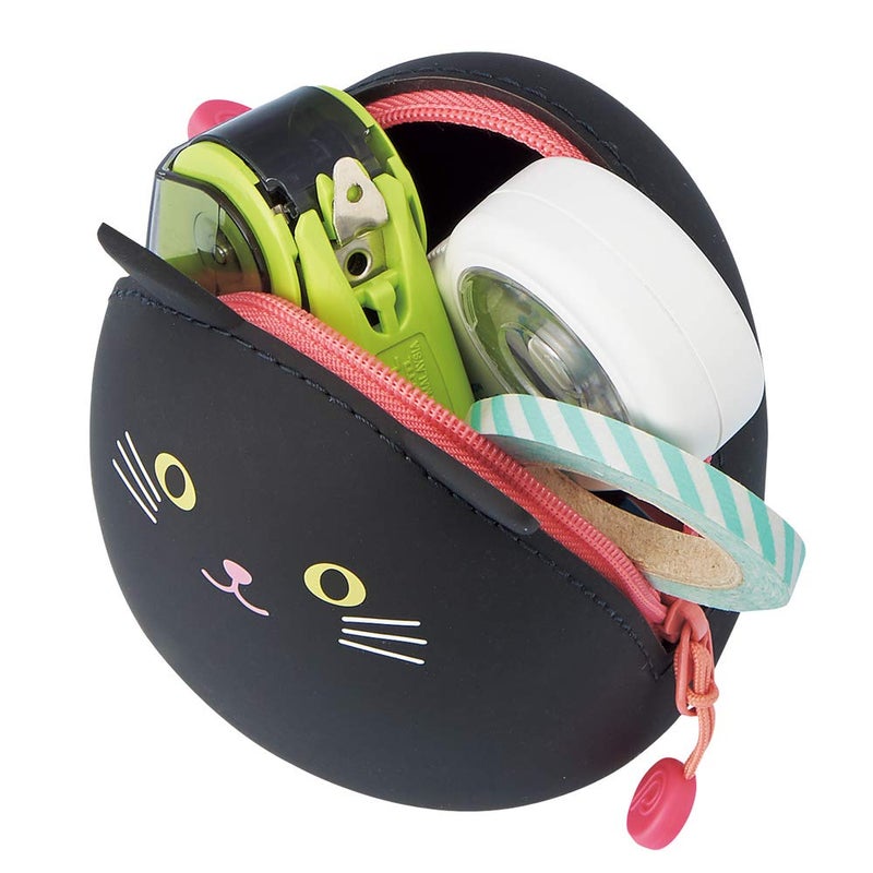 LIHIT LAB PuniLabo Mini Zipper Pouch, Egg-Shaped, Black Cat (A7782-3), Medium: 2.2 Ãƒâ€” 2.4 inches - Image 3