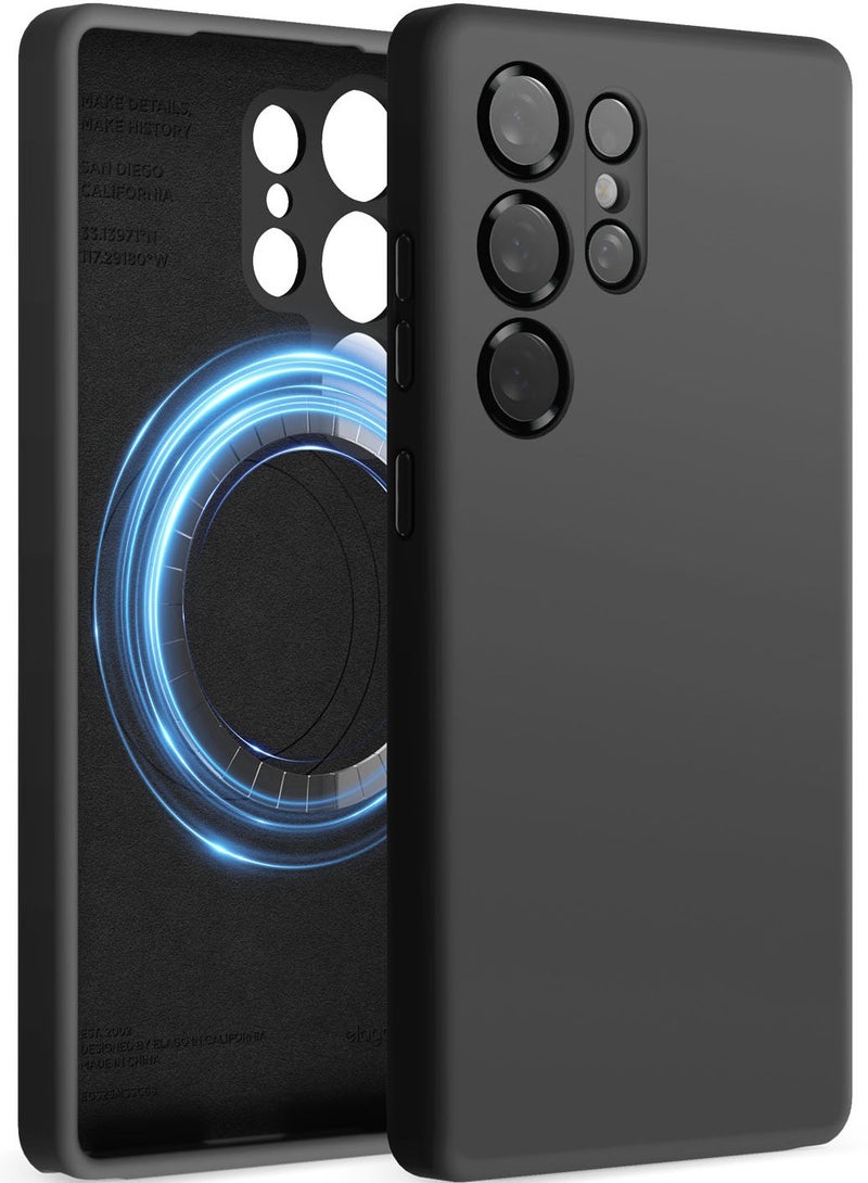 Elago Magnetic Liquid Silicone for Samsung Galaxy S25 Ultra Case Cover Compatible with MagSafe Shockproof - Black - Image 1