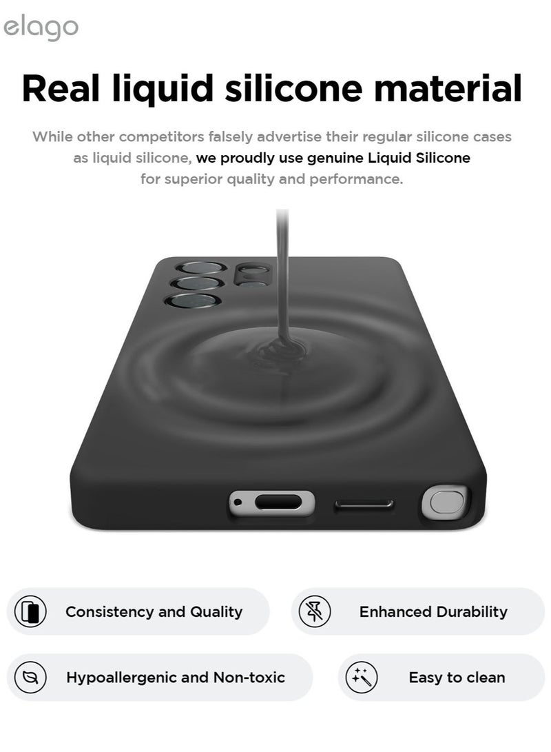 Elago Magnetic Liquid Silicone for Samsung Galaxy S25 Ultra Case Cover Compatible with MagSafe Shockproof - Black - Image 5