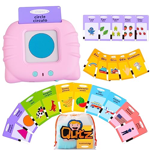 QuTZ ABC Learning Flash Cards for Toddlers 24 Bilingual Spanish English Autism Toys Speech Therapy Toys Educational Talking 275 Sight Words Cards for Boys and Girls - Image 1